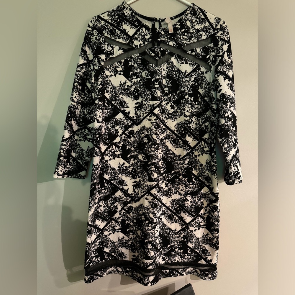 Black and White Xhilaration Dress with mesh cutout details